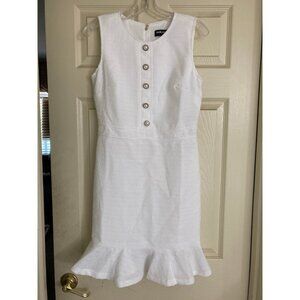 Karl Lagerfeld Paris Ivory Linen and  Pearl Sheath Dress Size 4 MSRP $148 NWT